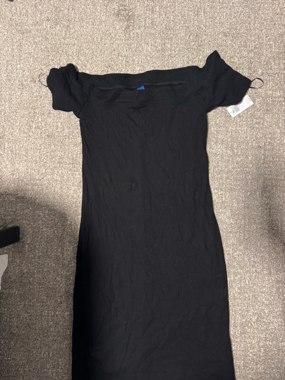 Old Navy Black Off-Shoulder Ribbed Bodycon Dress
